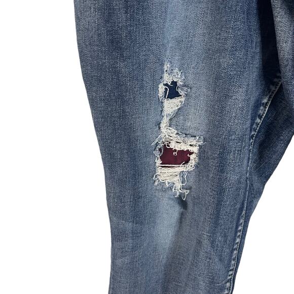 Maurices Women's Size XL W 36 Plaid Patch Fall Distressed Skinny Jeans - Picture 4 of 11